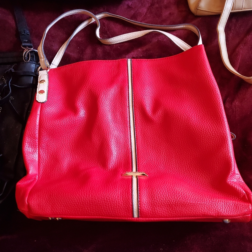 Large red purse leather